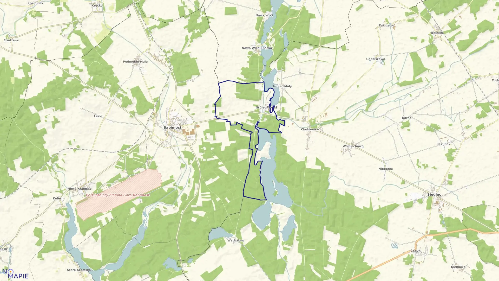 Mapa obrębu GRÓJEC WIELKI w gminie Siedlec